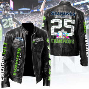 Seattle Seahawks 2025 Super Bowl LX Champions Motorcycle Leather Jacket - TANTN21082