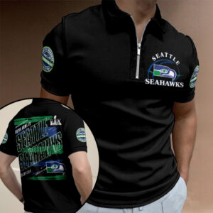 Seattle Seahawks 2025 Super Bowl LX Champions Zip Polo Shirt - TANTN21150