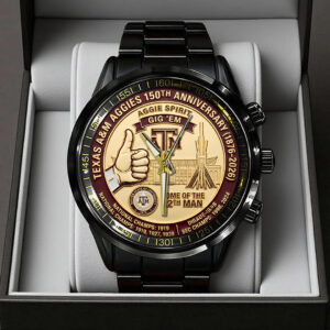 Texas A&M Aggies Football 150th Anniversary 2026 Black Stainless Steel Watch - TANTN21315