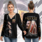 Freddie Mercury Women’s Long Sleeve Neckline Tie Sweatshirt – MAITM15099