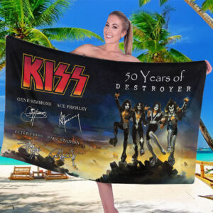 KISS Destroyer 50th Anniversary 2026 Rectangle Beach Towel - TMTHU4476