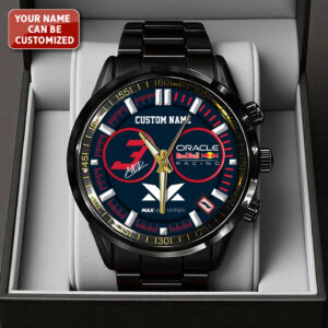 Personalized Red Bull Racing x Max Verstappen Black Stainless Steel Watch - TANTN21372