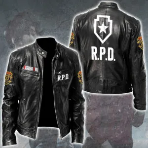 Resident Evil 2 x Leon Scott Kennedy Motorcycle Leather Jacket - GNE5353