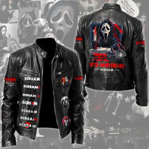 Scream 30th Anniversary Motorcycle Leather Jacket - TMTHU4220