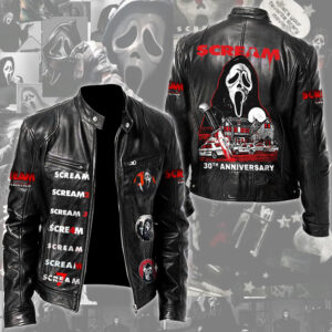 Scream 30th Anniversary Motorcycle Leather Jacket - TMTHU4273