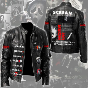 Scream 30th Anniversary Motorcycle Leather Jacket - TMTHU4406