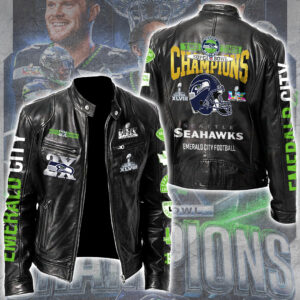 Seattle Seahawks 2025 Super Bowl LX Champions Motorcycle Leather Jacket - GNE5345