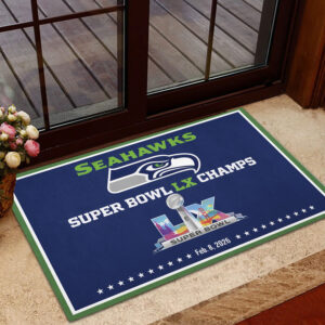 Seattle Seahawks Super Bowl LX Champions Custom Doormat - MAITM14931