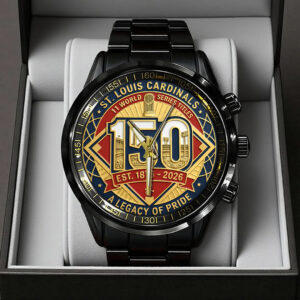 St. Louis Cardinals 150th Anniversary Black Stainless Steel Watch - TANTN21614