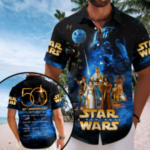 Star Wars 50th Anniversary Short Sleeve Button-Down Shirt – HOATT16503
