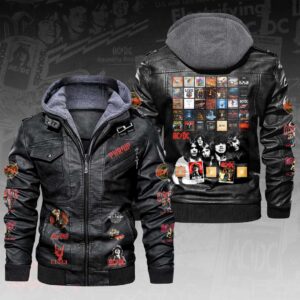 AC/DC 2D Leather Hooded Jacket - HOATT17046