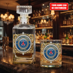 Personalized Paris Saint-Germain Whiskey Decanter and Glass - GNE6771
