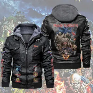 Iron Maiden 2D Leather Hooded Jacket - TMTHU4805