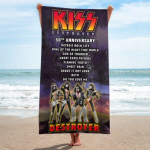KISS Destroyer 50th Anniversary 2026 Rectangle Beach Towel - TMTHU4875