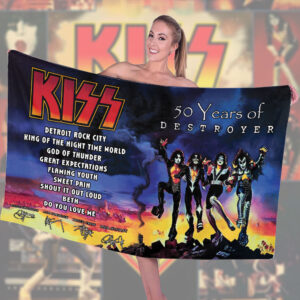 KISS Destroyer 50th Anniversary 2026 Rectangle Beach Towel - TMTHU5295