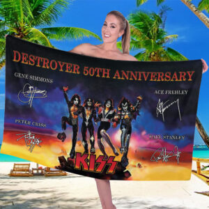 KISS Destroyer 50th Anniversary Rectangle Beach Towel - TMTHU5460