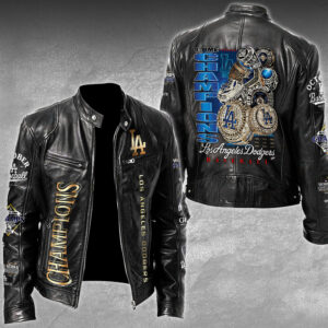 Los Angeles Dodgers Motorcycle Leather Jacket - TMTHU5123