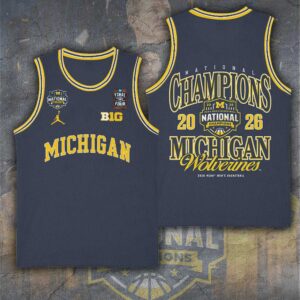 Michigan Wolverines 2026 Men's Basketball National Champions Basketball Jersey - TANTN22327