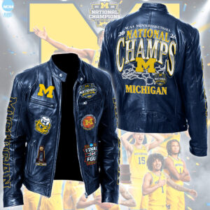 Michigan Wolverines 2026 Men's Basketball National Champions Motorcycle Leather Jacket - TANTN22492