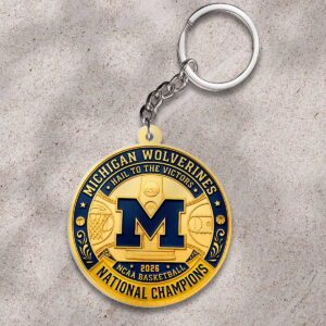 Michigan Wolverines 2026 Men's Basketball National Champions Custom Shape 2-sided Keychain - HOATT17382