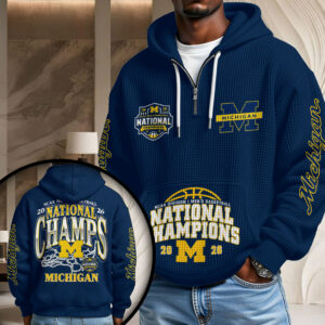 Michigan Wolverines 2026 Men's Basketball National Champions 3D Unisex Waffle Hoodie - HOATT17477
