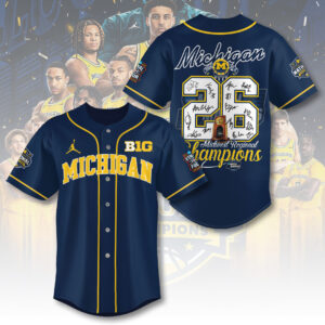 Michigan Wolverines 2026 Men’s Basketball National Champions Baseball Jersey - TANTN22350