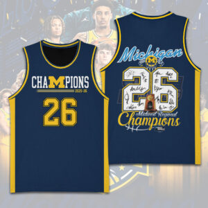 Michigan Wolverines 2026 Men's Basketball National Champions Basketball Jersey - TANTN22154