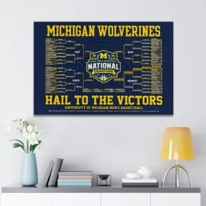 Michigan Wolverines 2026 Men’s Basketball National Champions Rectangle Canvas With Inner Frame - HOATT17320