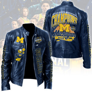 Michigan Wolverines 2026 Men's Basketball National Champions Motorcycle Leather Jacket - TANTN22452
