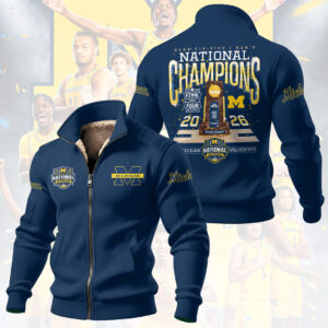 Michigan Wolverines 2026 Men's Basketball National Champions Thick Knit Fleece Jacket - HOATT17493