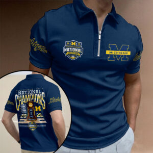 Michigan Wolverines 2026 Men’s Basketball National Champions Zip Polo Shirt - HOATT17506