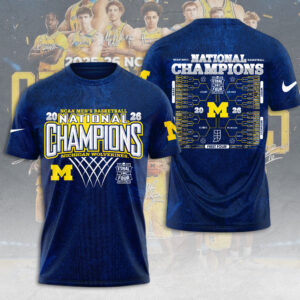 Michigan Wolverines 2026 NCAA Men’s Basketball National Champs 3D Apparel - TMTHU4962