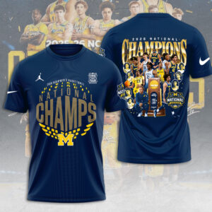 Michigan Wolverines 2026 NCAA Men’s Basketball National Champions 3D Apparel - TMTHU4954