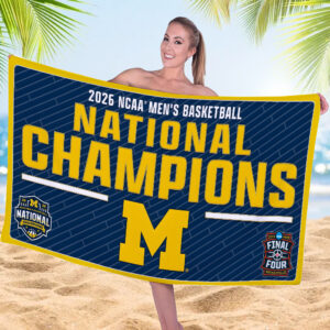 Michigan Wolverines 2026 NCAA Men’s Basketball National Champs Rectangle Beach Towel - TMTHU4965