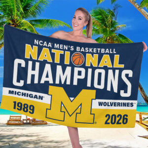 Michigan Wolverines 2026 NCAA Men’s Basketball National Champs Rectangle Beach Towel - TMTHU5368