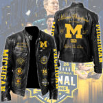 Michigan Wolverines 2026 NCAA Men’s Basketball National Champs Motorcycle Leather Jacket – TMTHU5364