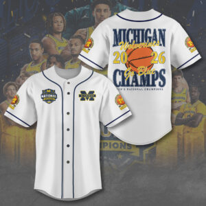 Michigan Wolverines 2026 Men’s Basketball National Champions Baseball Jersey - TANTN22393