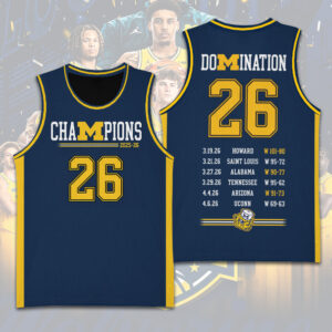 Michigan Wolverines 2026 Men's Basketball National Champions Basketball Jersey - TANTN22153