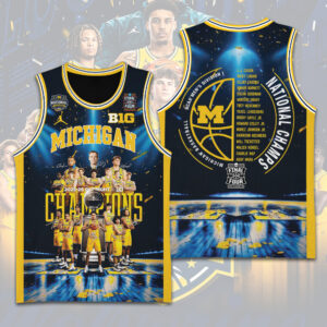 Michigan Wolverines 2026 Men's Basketball National Champions Basketball Jersey - TANTN22325