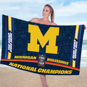 Michigan Wolverines 2026 Men's Basketball National Champions Rectangle Beach Towel - TANTN22124