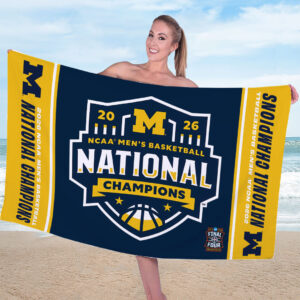 Michigan Wolverines 2026 Men’s Basketball National Champions Rectangle Beach Towel - TANTN22342