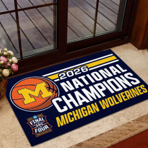 Michigan Wolverines 2026 Men's Basketball National Champions Custom Doormat - TANTN22190