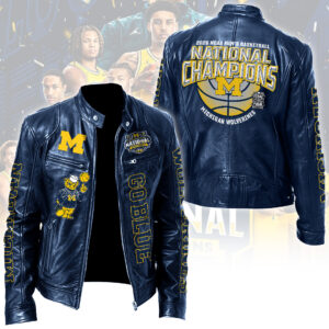 Michigan Wolverines 2026 Men's Basketball National Champions Motorcycle Leather Jacket - TANTN22378