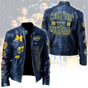 Michigan Wolverines 2026 Men's Basketball National Champions Motorcycle Leather Jacket - TANTN22526