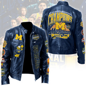Michigan Wolverines 2026 Men's Basketball National Champions Motorcycle Leather Jacket - TANTN22527