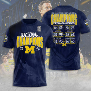 Michigan Wolverines 2026 Men's Basketball National Champions 3D Apparel - TANTN22129