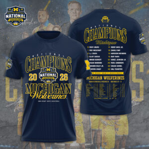 Michigan Wolverines 2026 Men's Basketball National Champions 3D Apparel - GNE5999