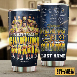 Pesonalized Michigan Wolverines 2026 NCAA Men’s Basketball National Champs Tumbler Cup - TMTHU5110