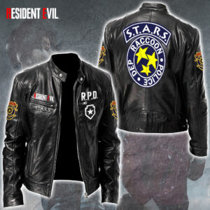 Resident Evil 2 Remake x Leon Scott Kennedy Motorcycle Leather Jacket - GNE5759