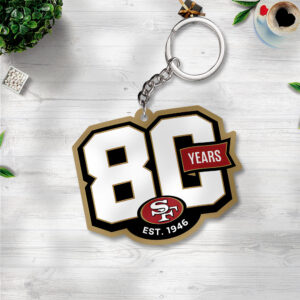 San Francisco 49ers 80th Anniversary Custom Shape 2-sided Keychain - TANTN22252
